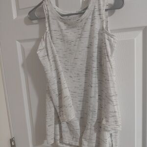 Women's Sleeveless White and Gray Top